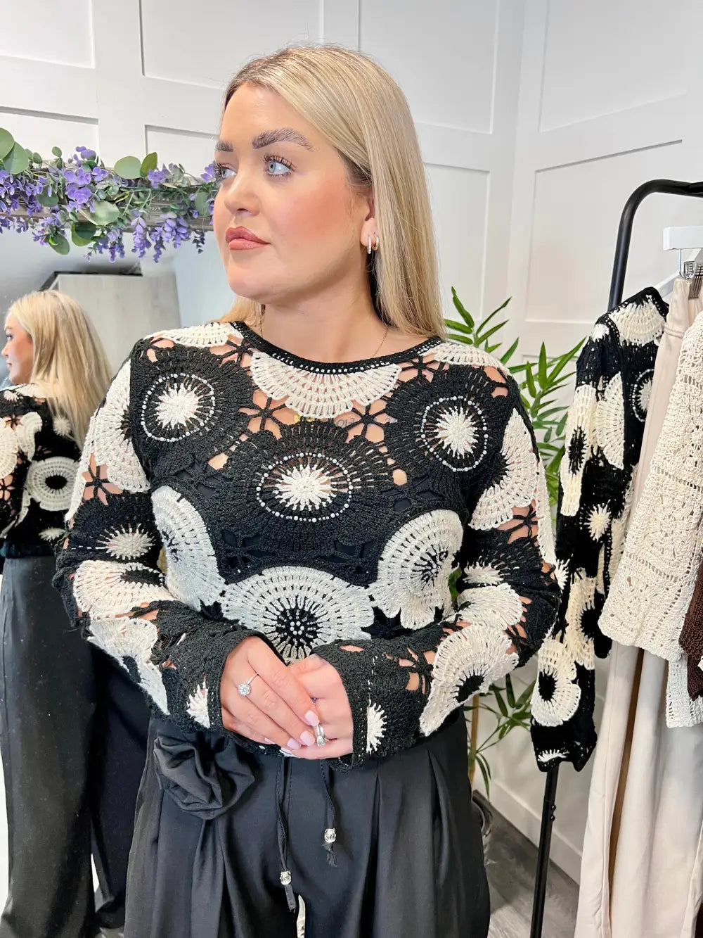 Brooke Beaded Crochet Knit - Knitwear