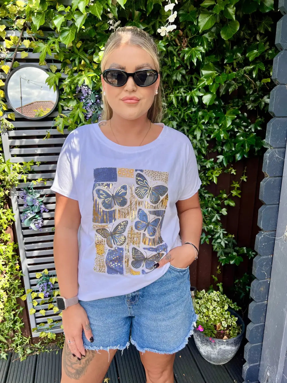 Butterfly Embellished TShirt BLUE