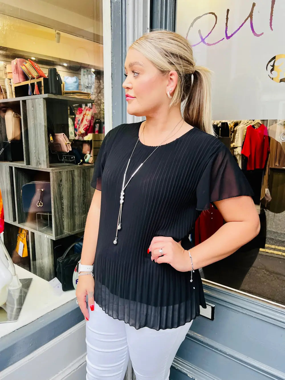 Callie Pleated Top BLACK