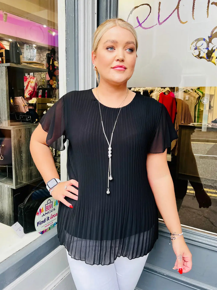 Callie Pleated Top BLACK