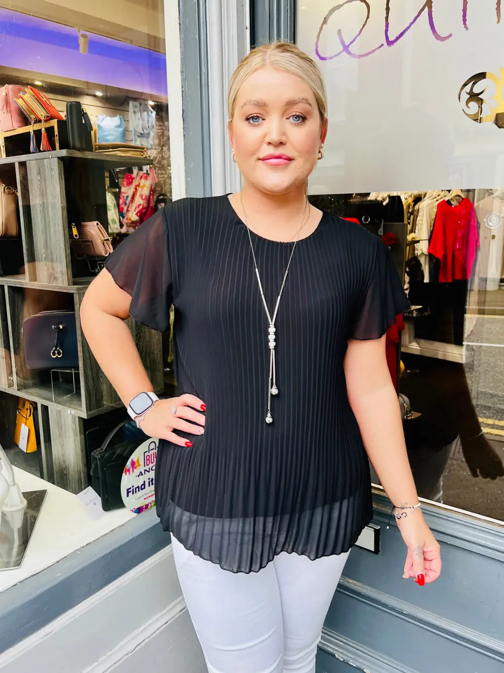 Callie Pleated Top BLACK