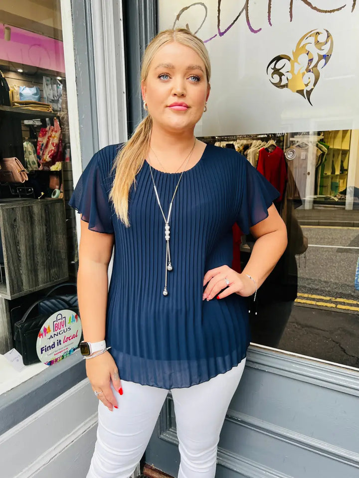 Callie Pleated Top NAVY