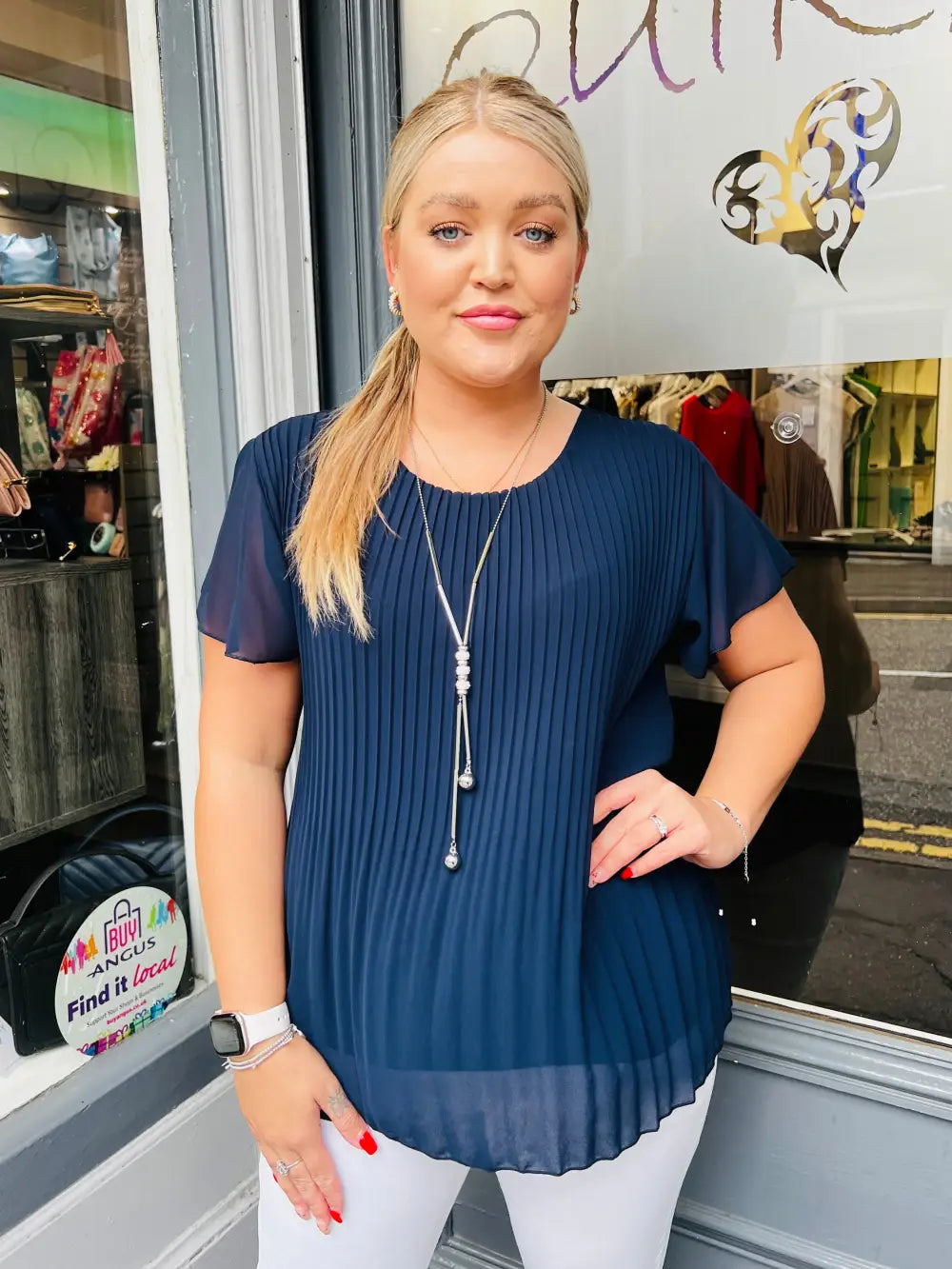Callie Pleated Top NAVY