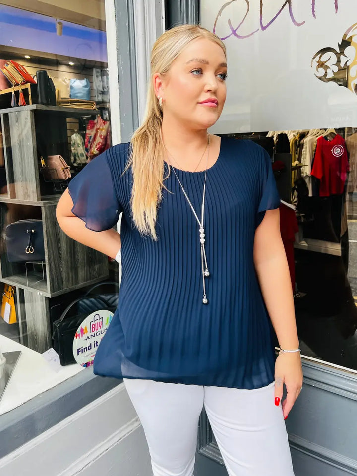 Callie Pleated Top NAVY