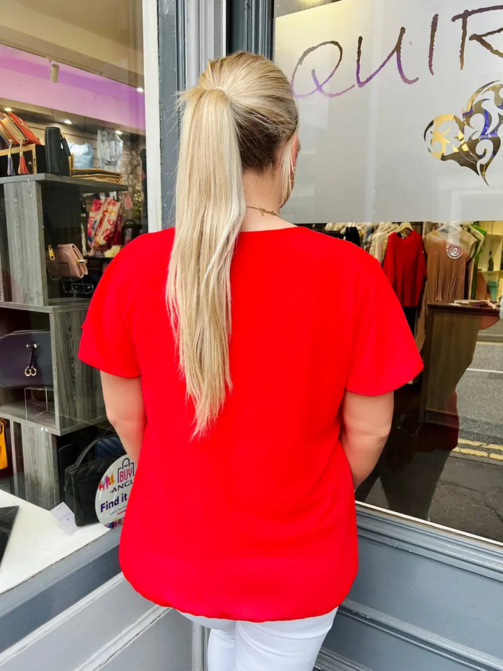 Callie Pleated Top RED