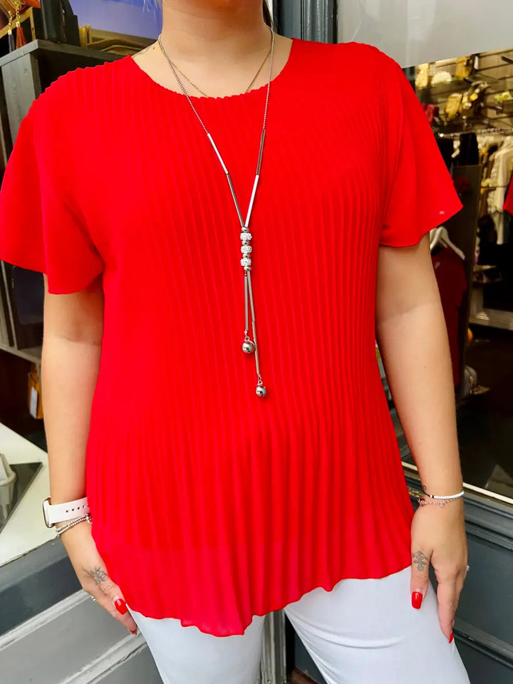 Callie Pleated Top RED