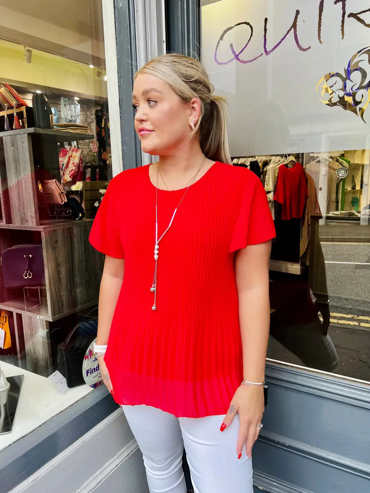 Callie Pleated Top RED