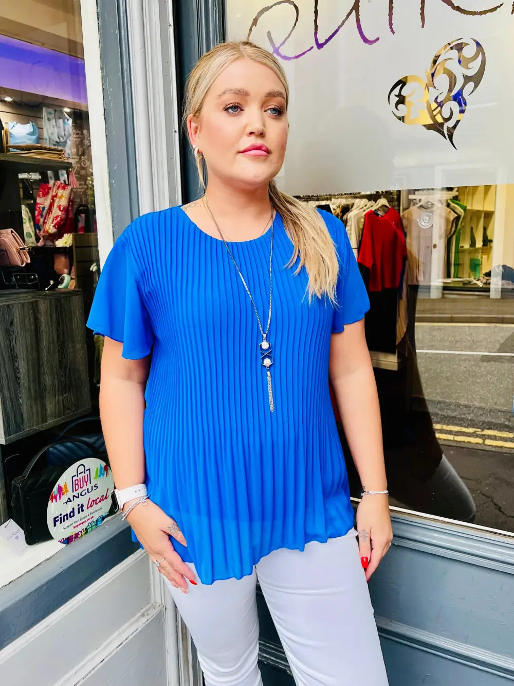 Callie Pleated Top ROYAL BLUE