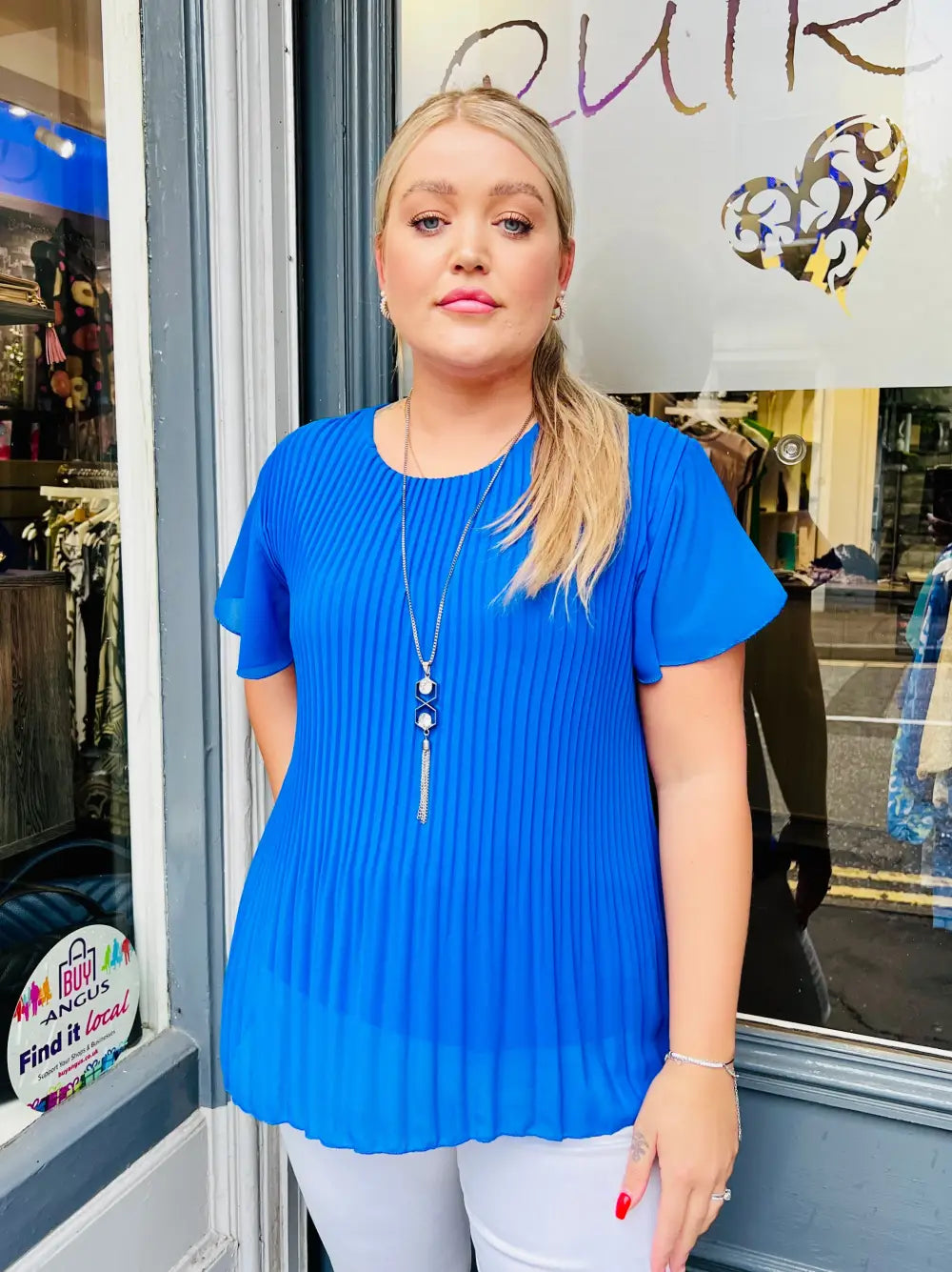 Callie Pleated Top ROYAL BLUE