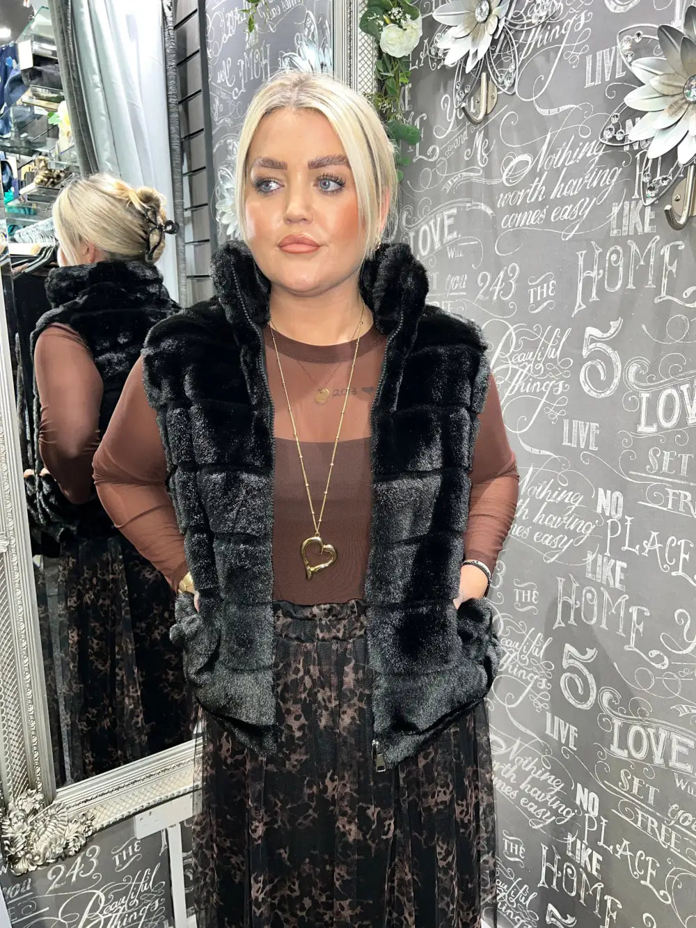 Cally Faux Fur Gilet BLACK