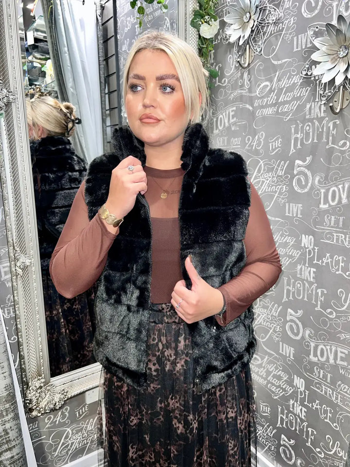 Cally Faux Fur Gilet BLACK
