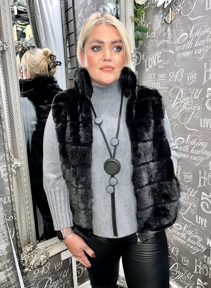 Cally Faux Fur Gilet BLACK