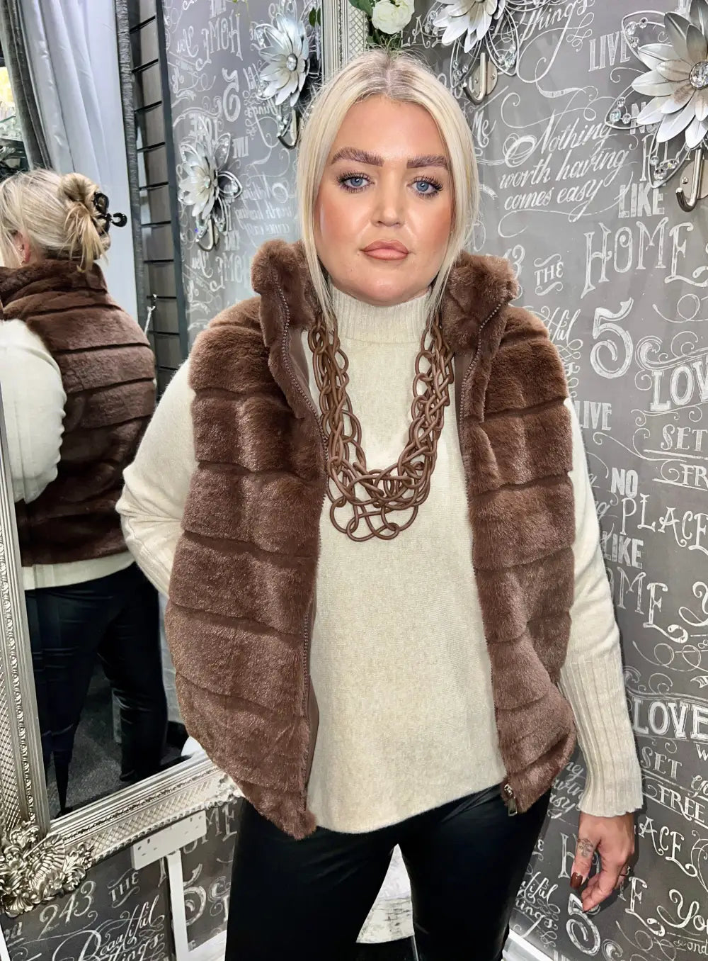 Cally Faux Fur Gilet CHOCOLATE