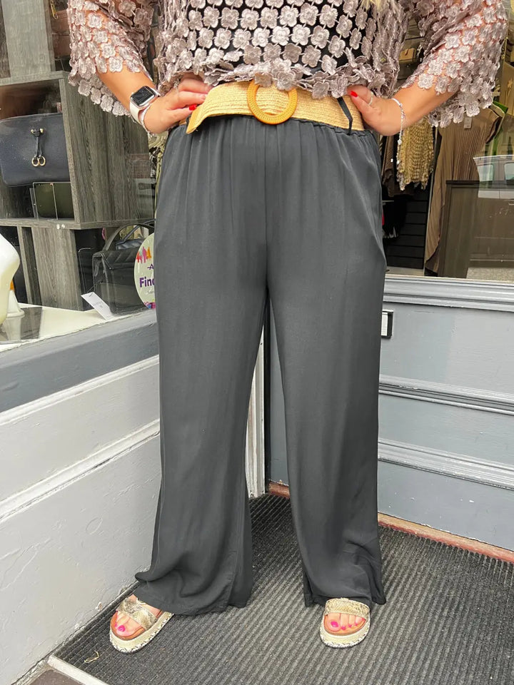 Caprice Soft Feel Wide Leg Trousers BLACK