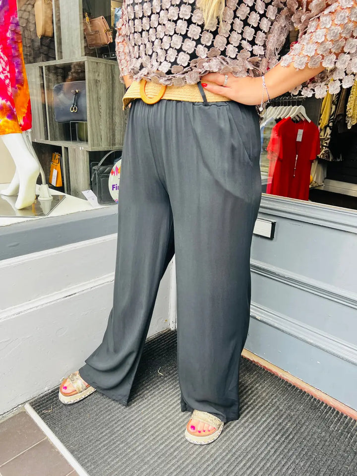 Caprice Soft Feel Wide Leg Trousers BLACK