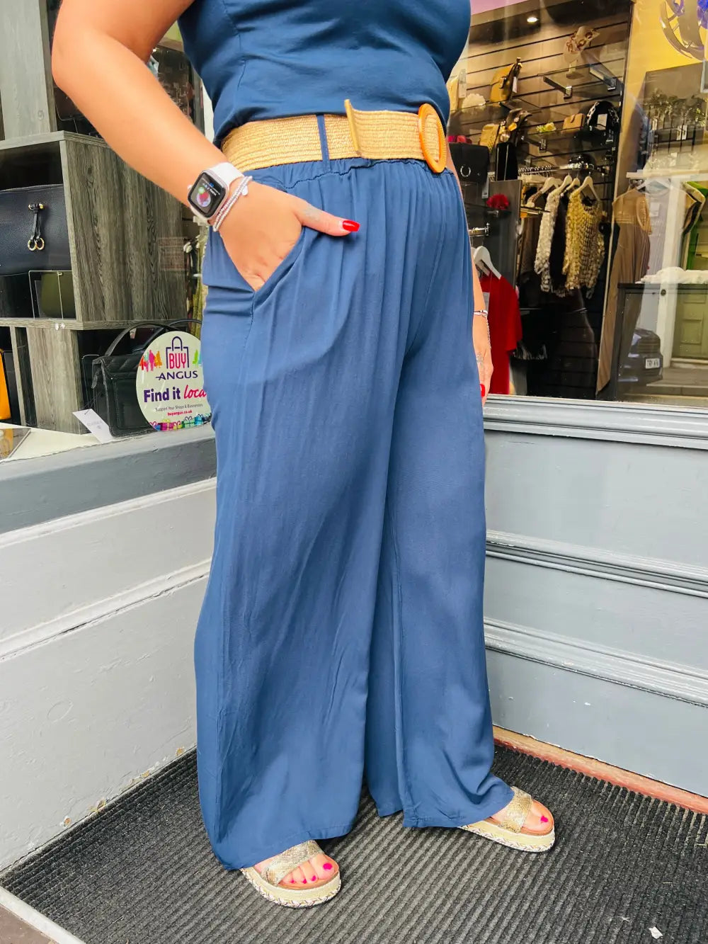 Caprice Soft Feel Wide Leg Trousers NAVY