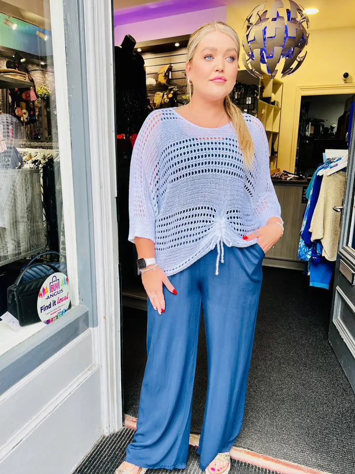 Caprice Soft Feel Wide Leg Trousers NAVY
