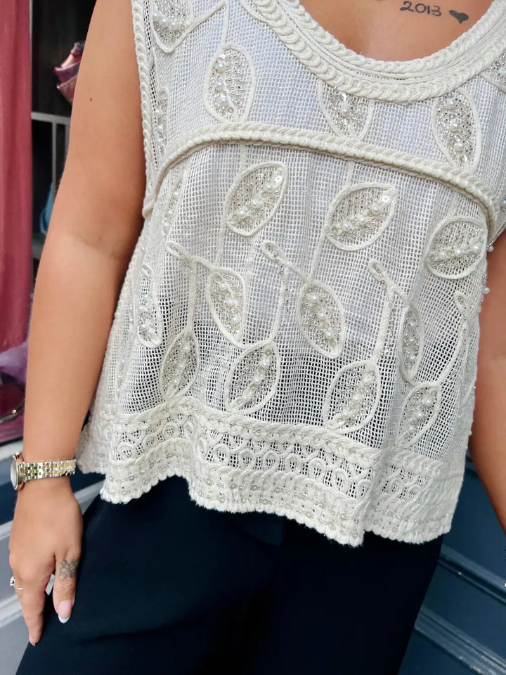 Carlotta Beaded Vest CREAM