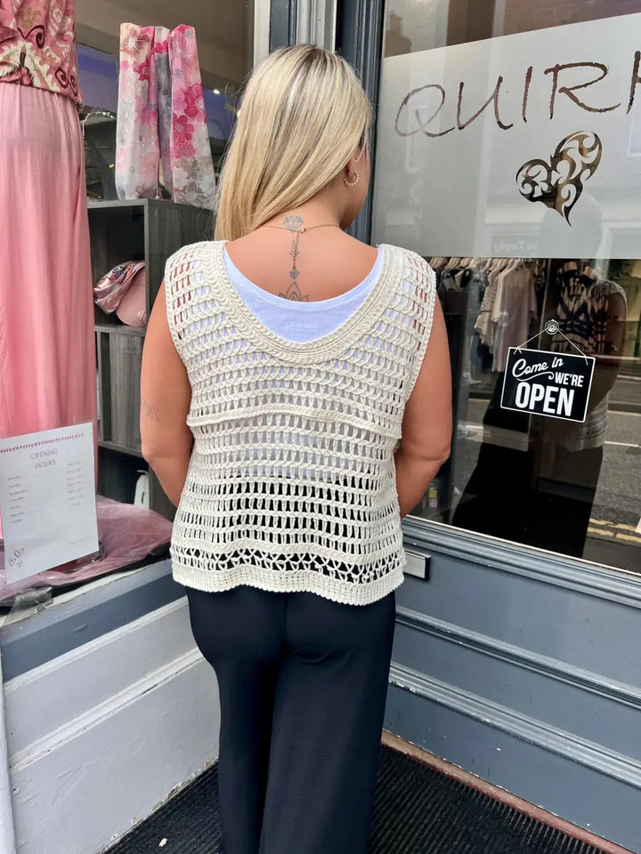 Carlotta Beaded Vest CREAM