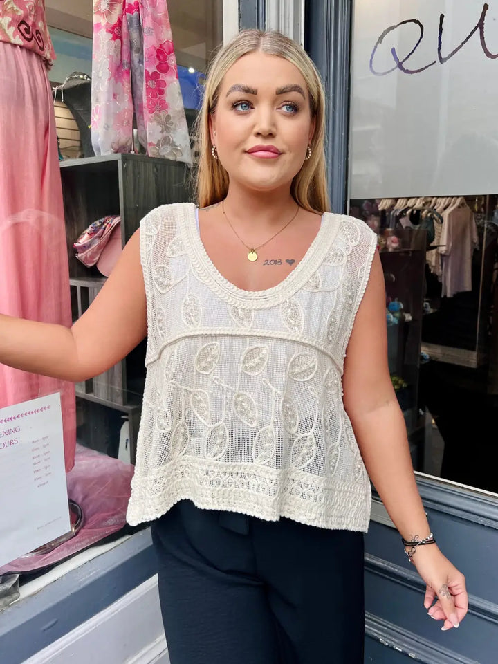 Carlotta Beaded Vest CREAM