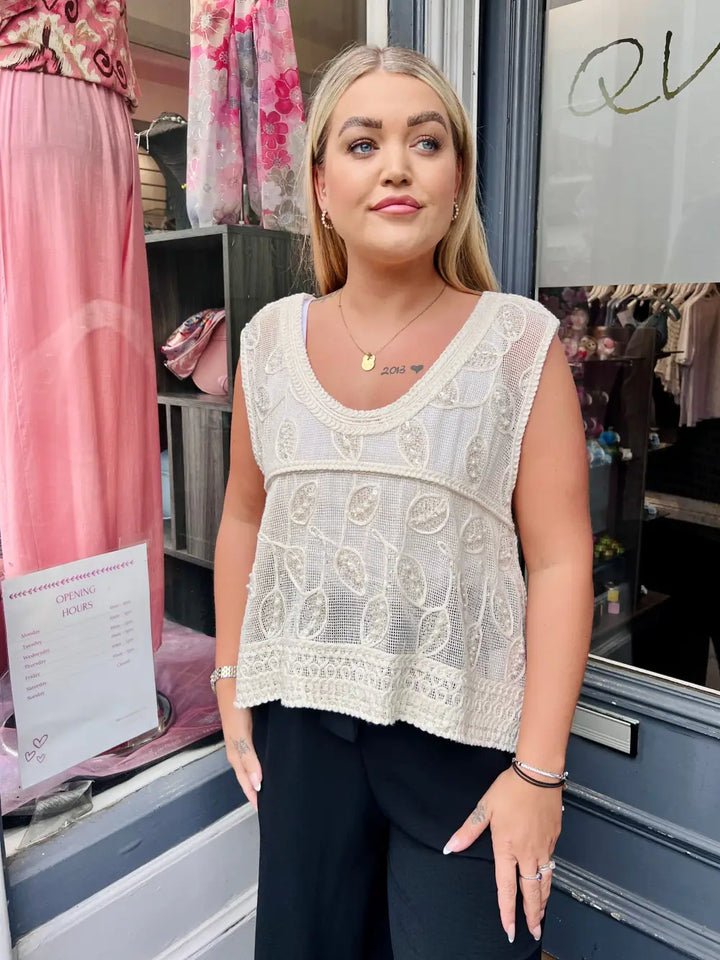 Carlotta Beaded Vest CREAM
