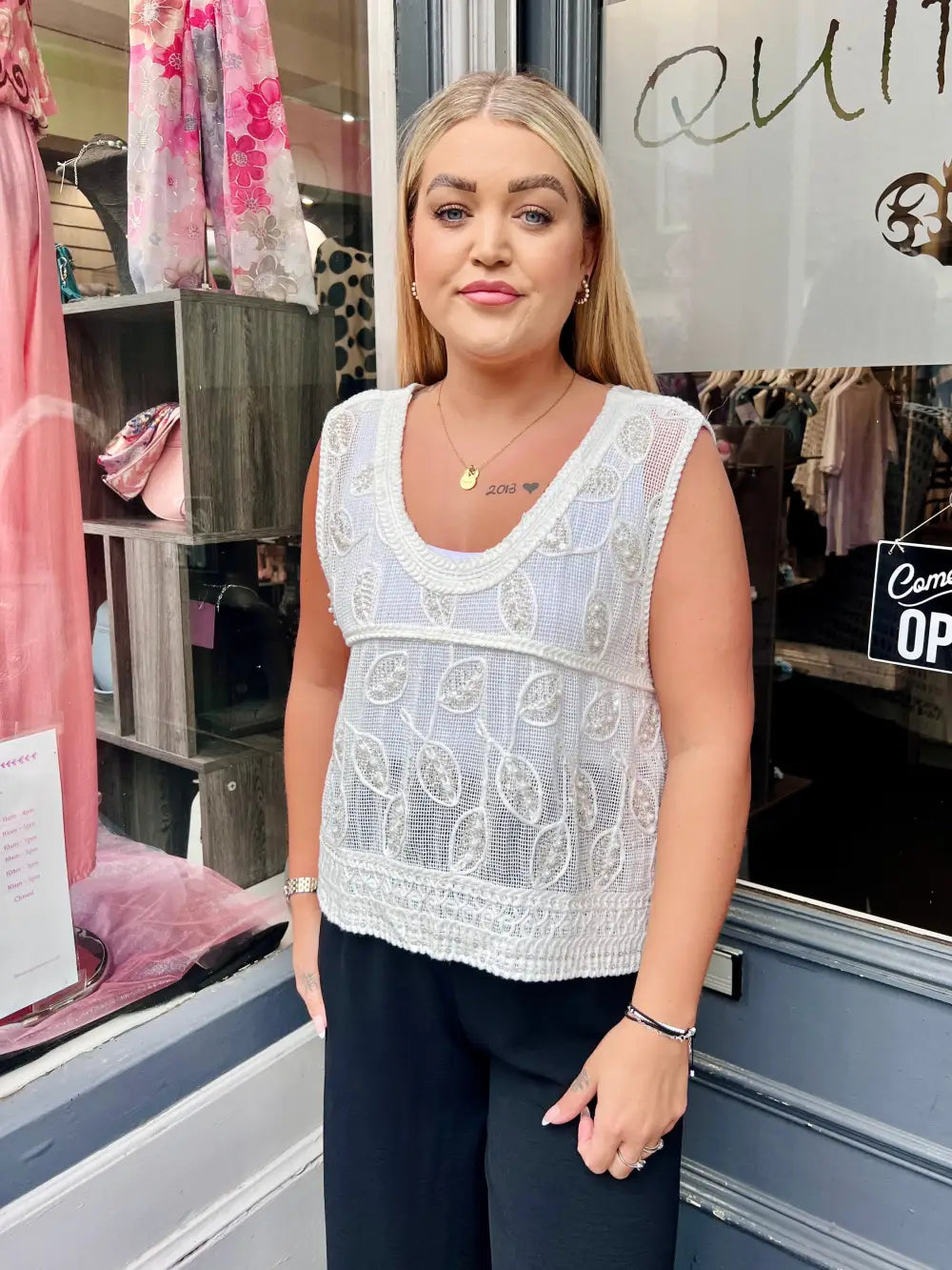 Carlotta Beaded Vest WHITE