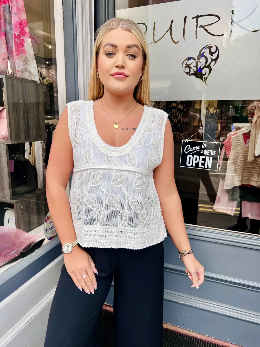 Carlotta Beaded Vest WHITE