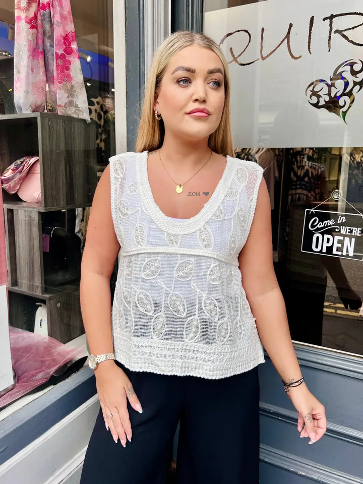 Carlotta Beaded Vest WHITE