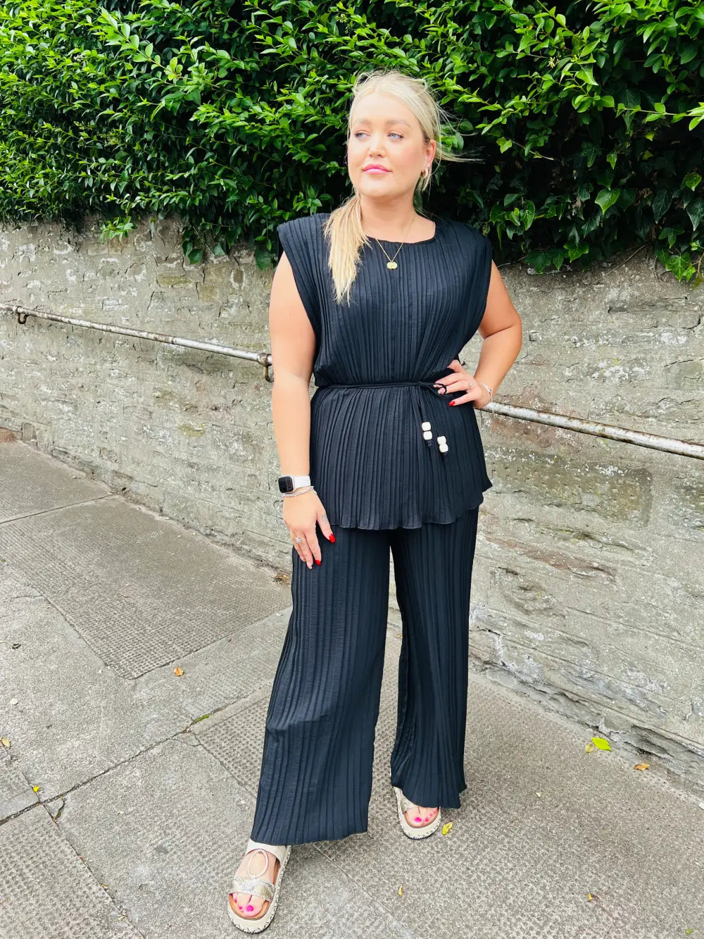 Catalina Pleated Tunic Top BLACK - Tops