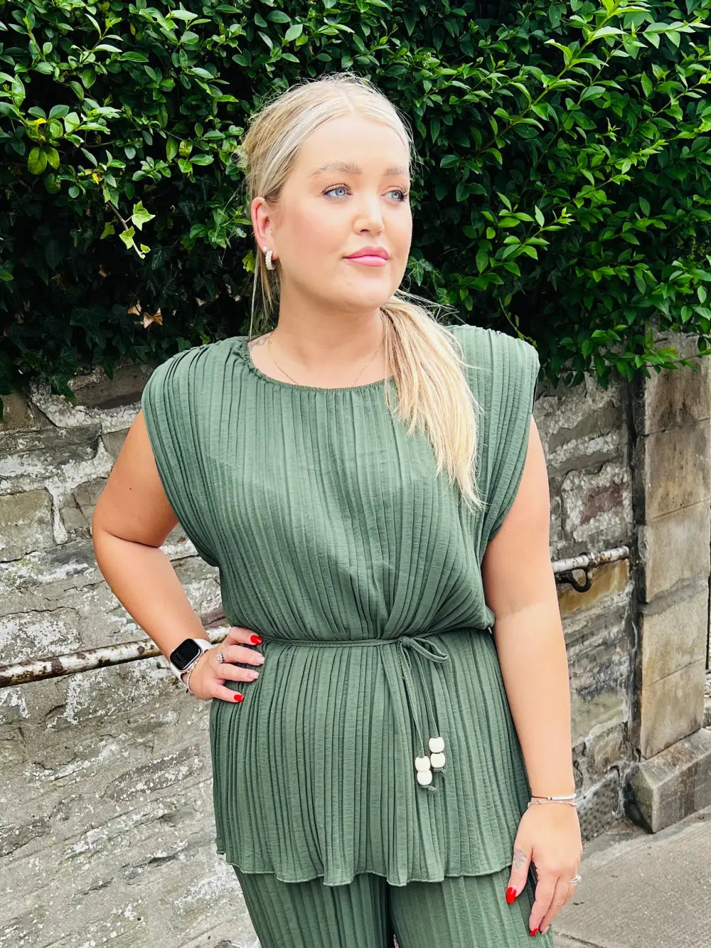Catalina Pleated Tunic Top KHAKI - Tops