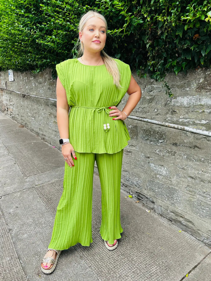 Catalina Pleated Tunic Top LIME - Tops