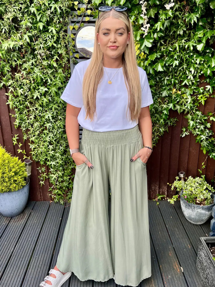 Celine Palazzo Trousers LIGHT KHAKI