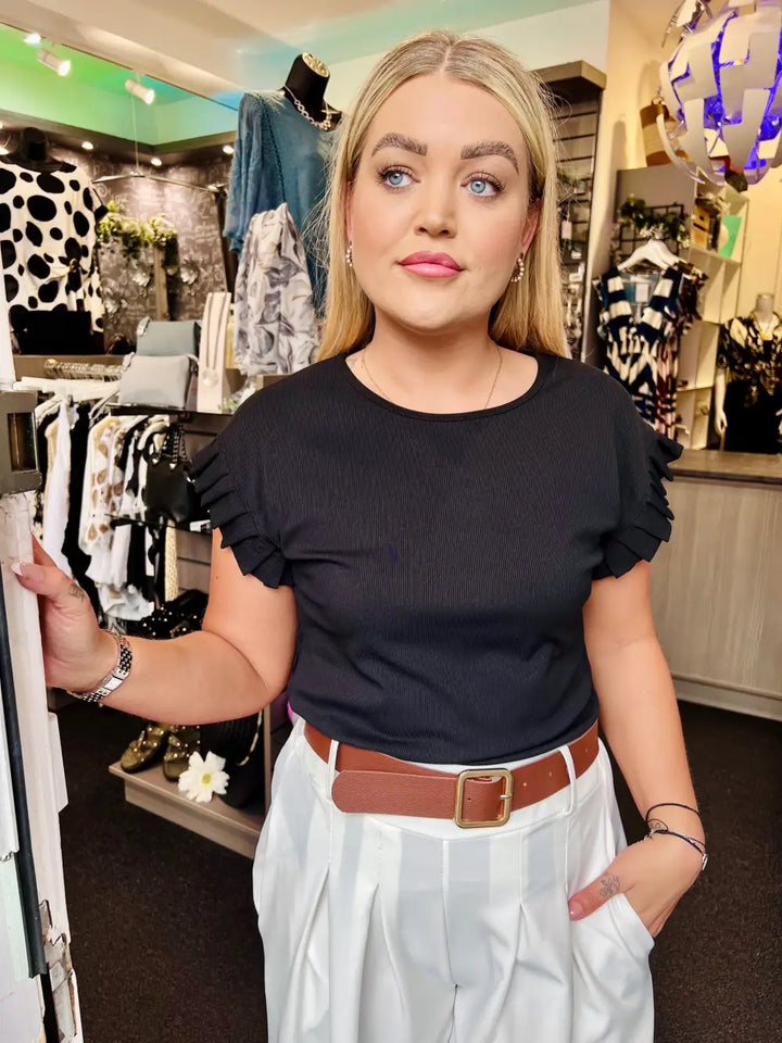 Chrissy Ribbed Top BLACK