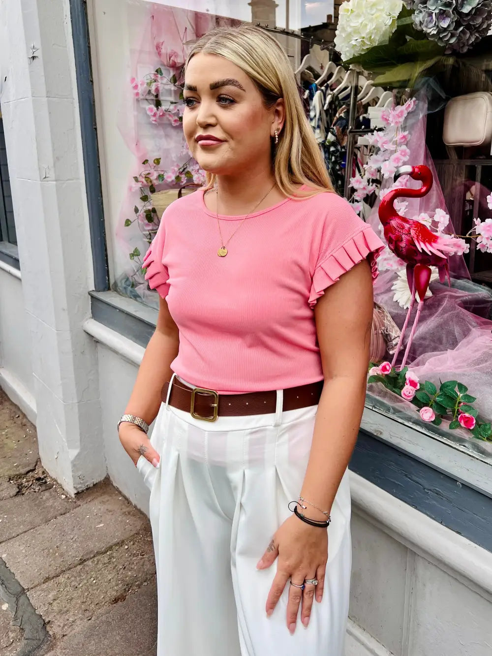 Chrissy Ribbed Top SALMON PINK