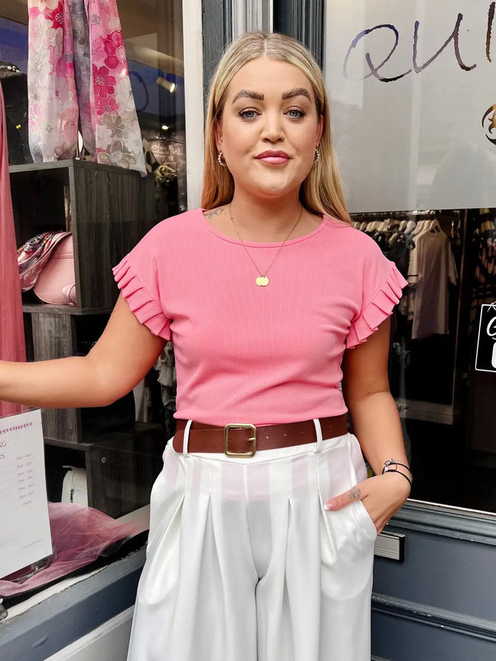 Chrissy Ribbed Top SALMON PINK