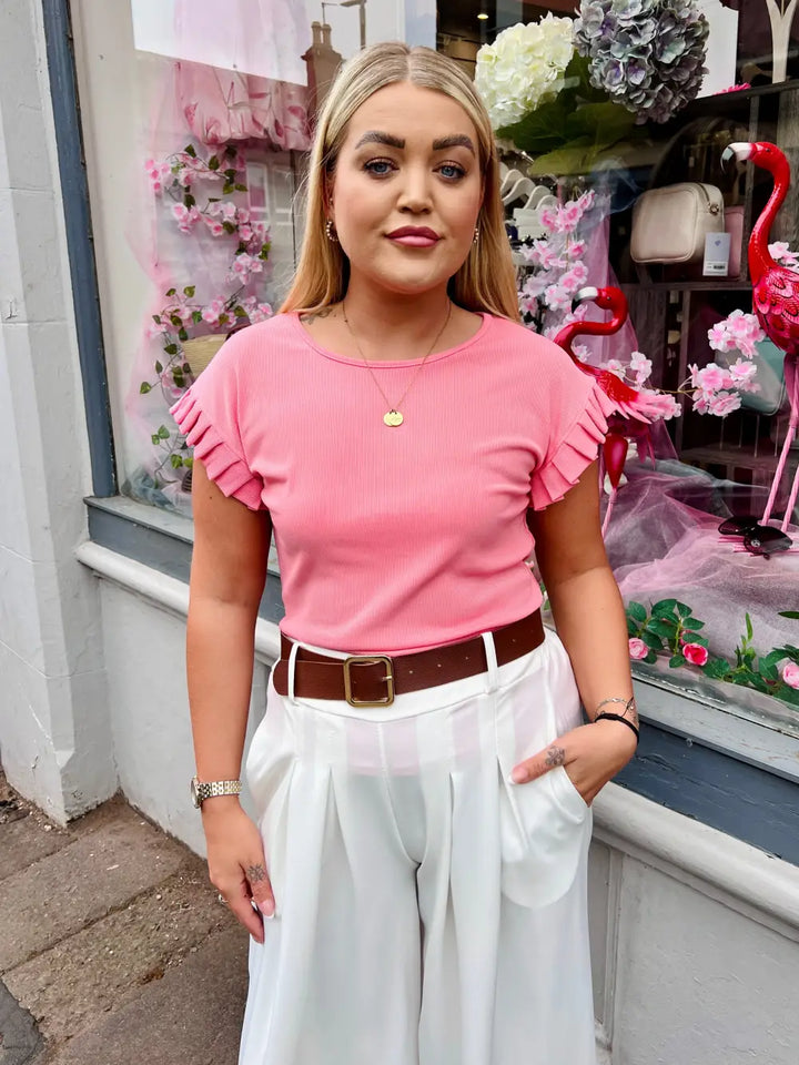 Chrissy Ribbed Top SALMON PINK
