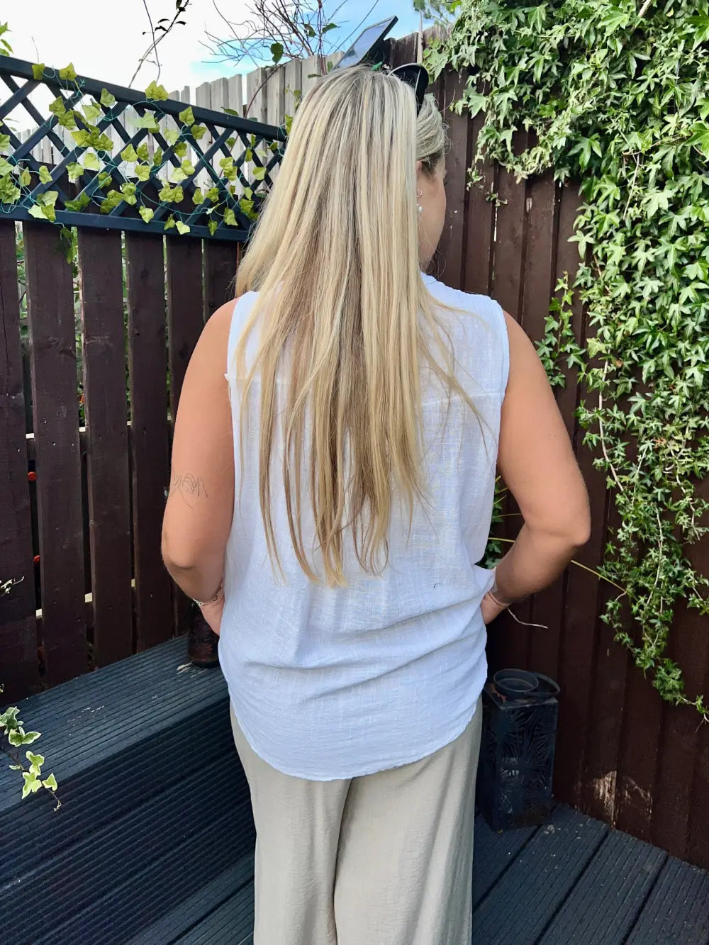 Clara Sequin Detail Vest Top WHITE