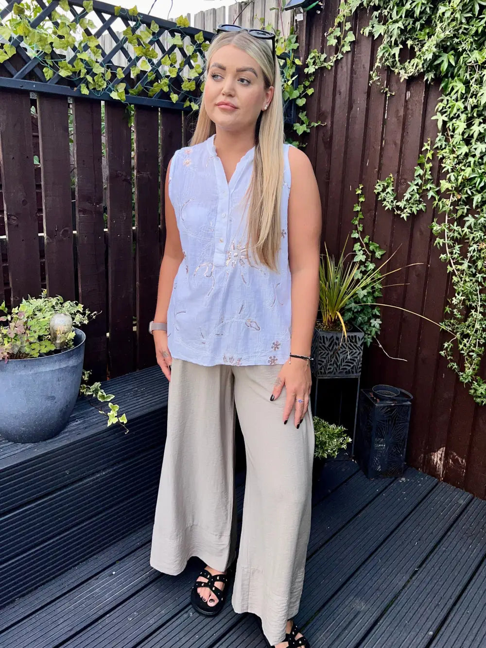 Clara Sequin Detail Vest Top WHITE