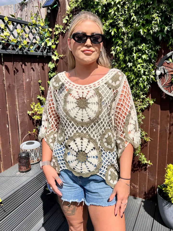 Clarita Crochet Knit KHAKI
