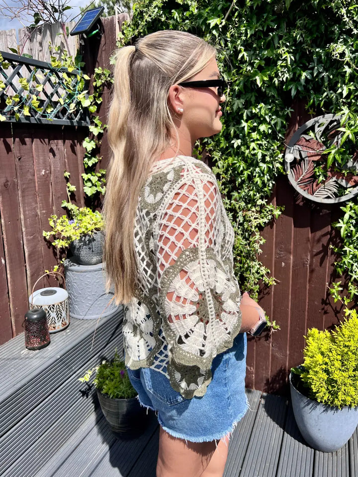 Clarita Crochet Knit KHAKI