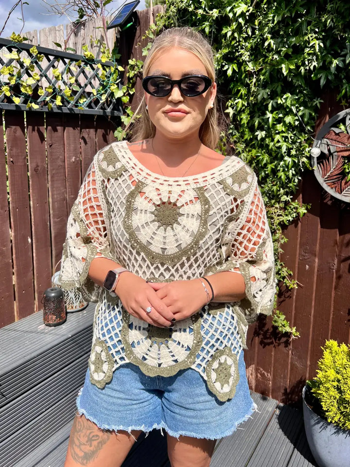 Clarita Crochet Knit KHAKI