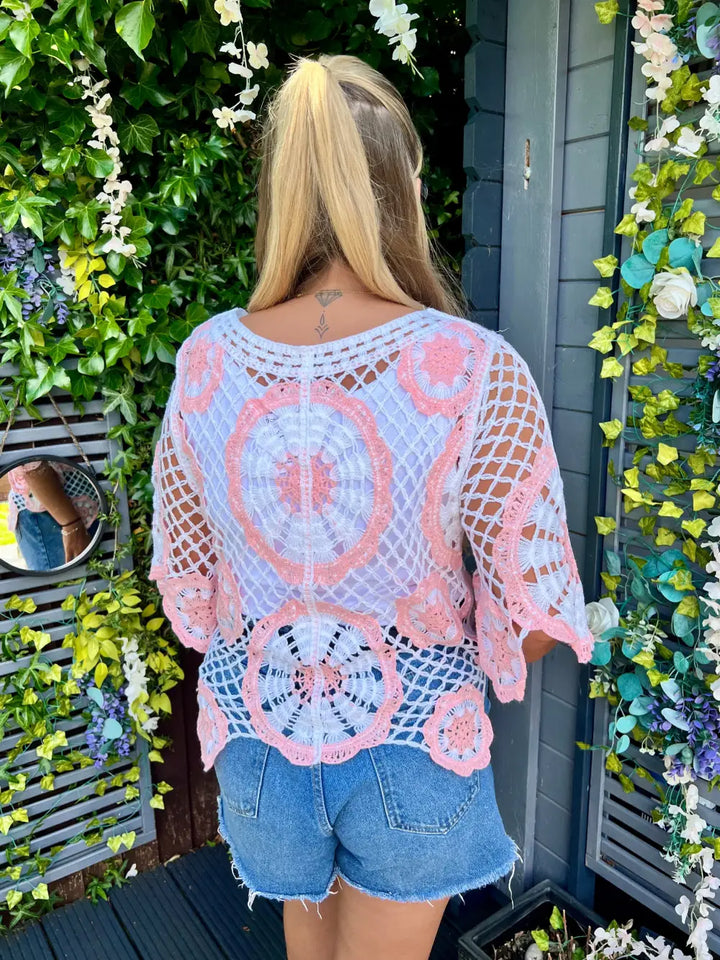 Clarita Crochet Knit PALE PINK