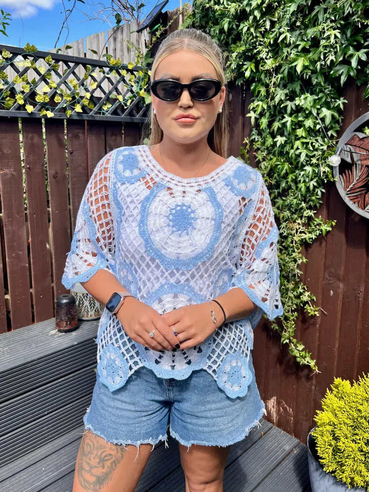 Clarita Crochet Knit SKYE BLUE