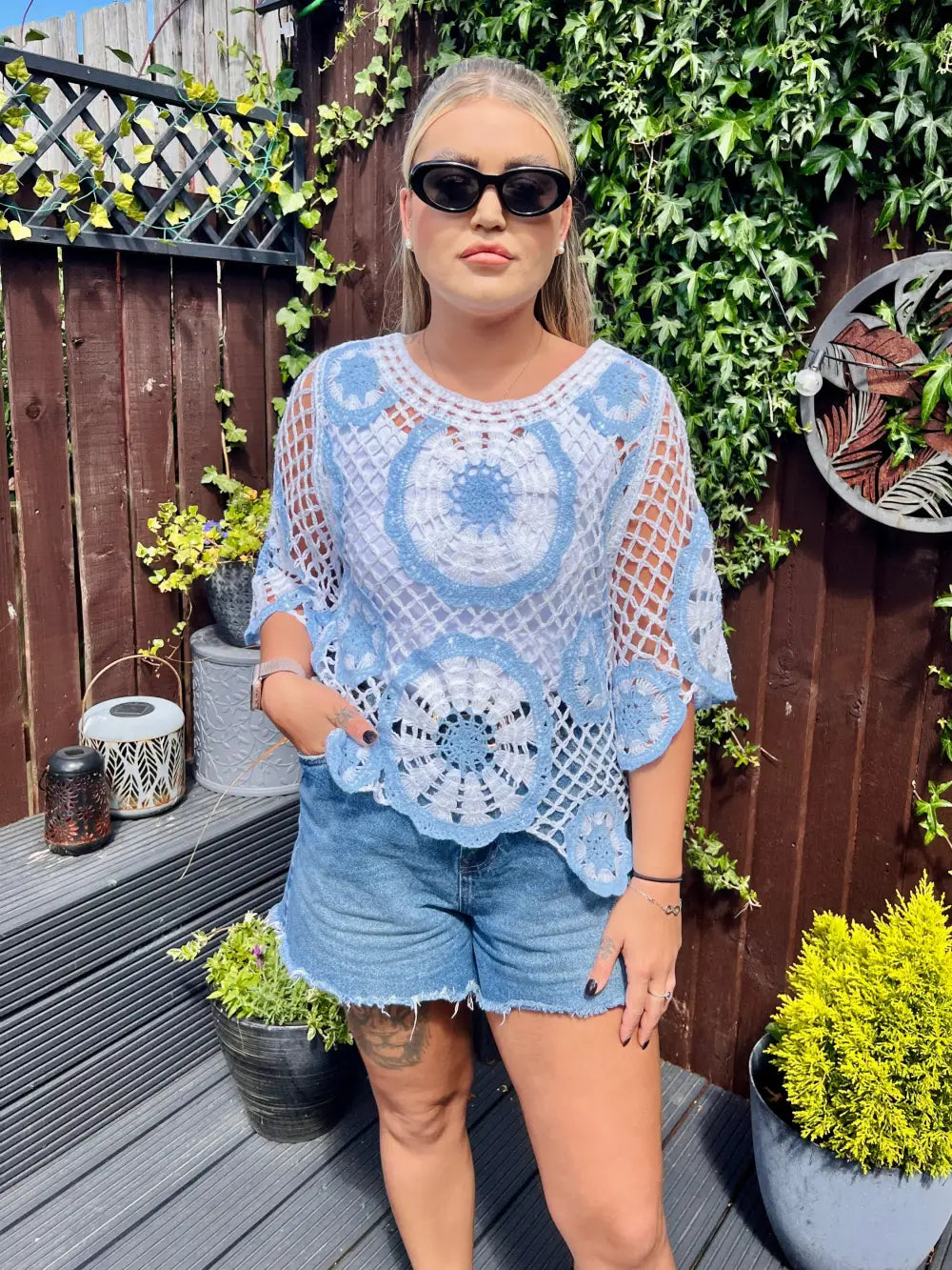 Clarita Crochet Knit SKYE BLUE