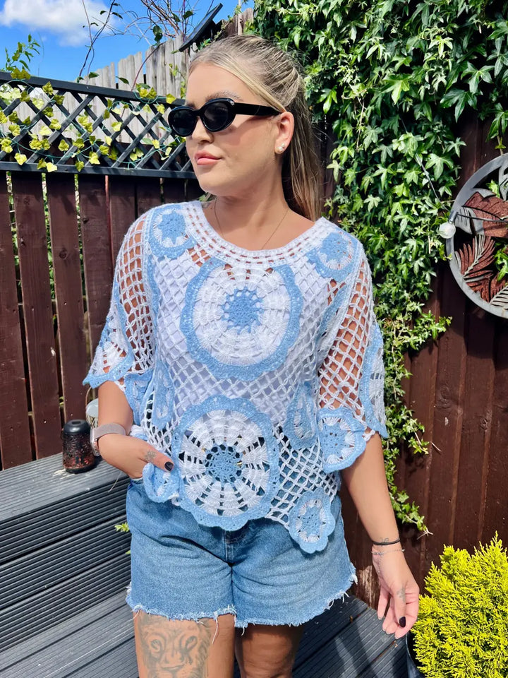 Clarita Crochet Knit SKYE BLUE