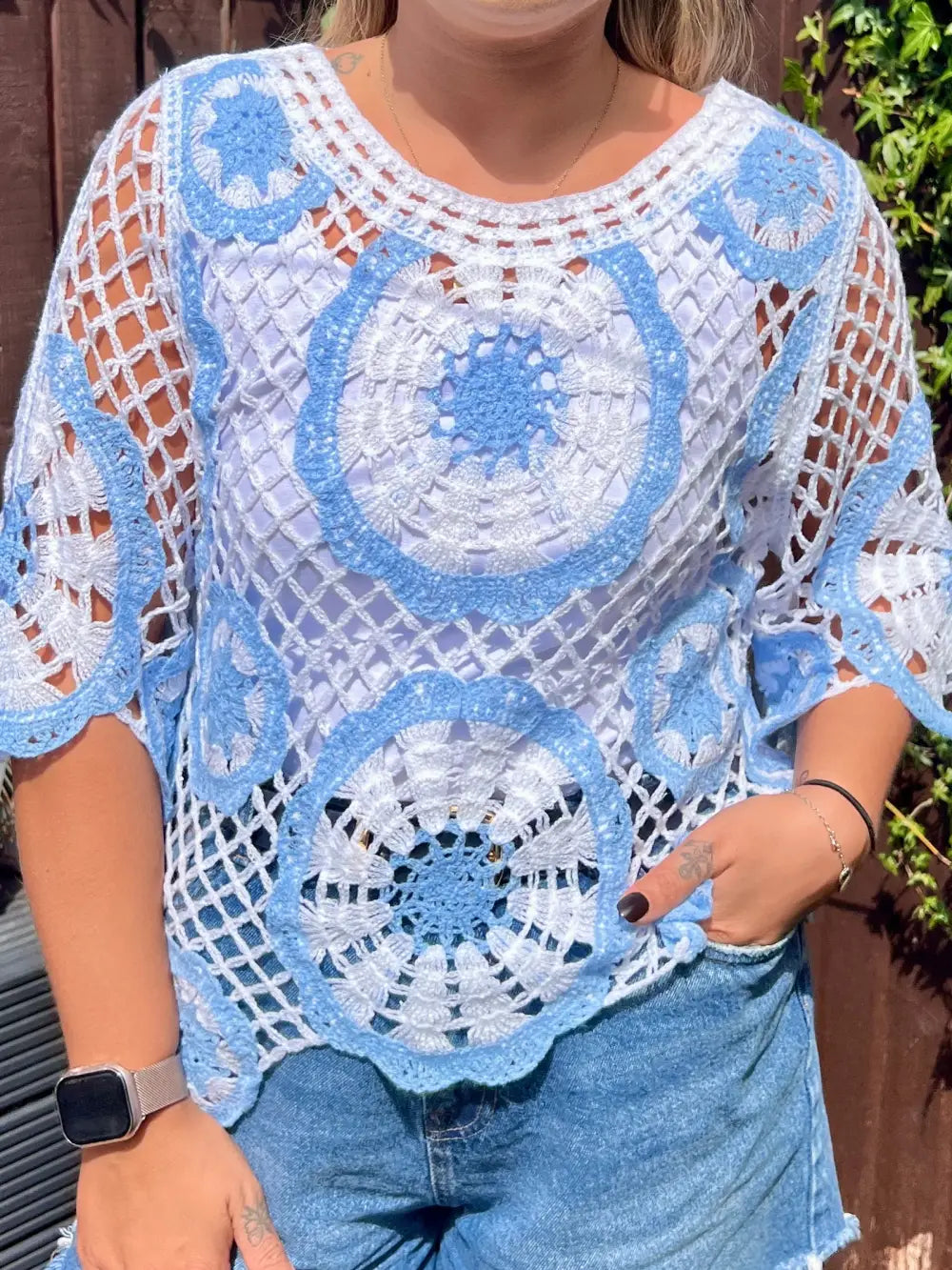 Clarita Crochet Knit SKYE BLUE