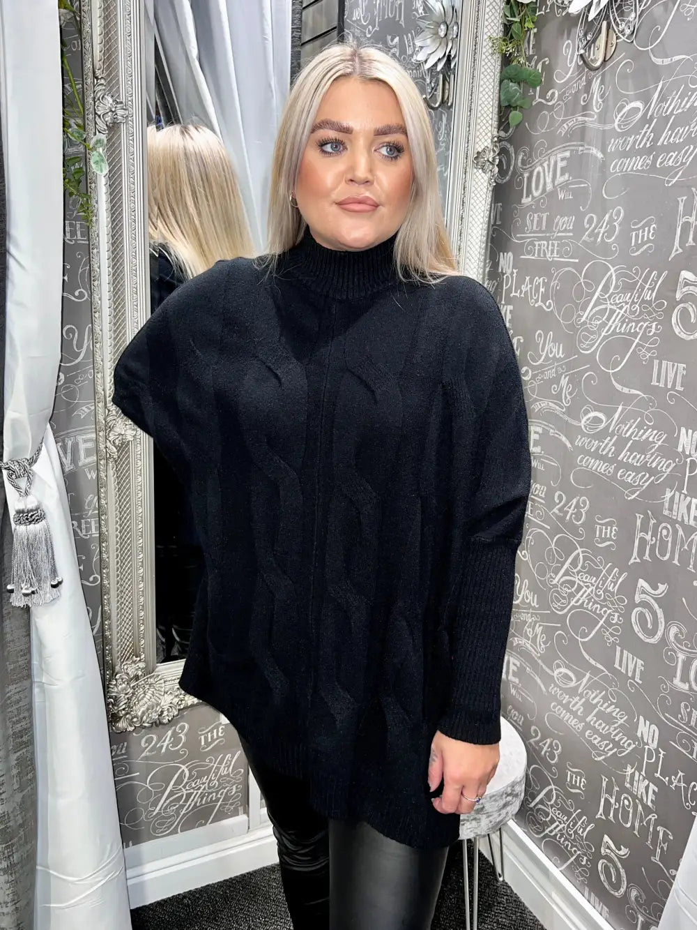 Clodagh Cable Knit Jumper BLACK