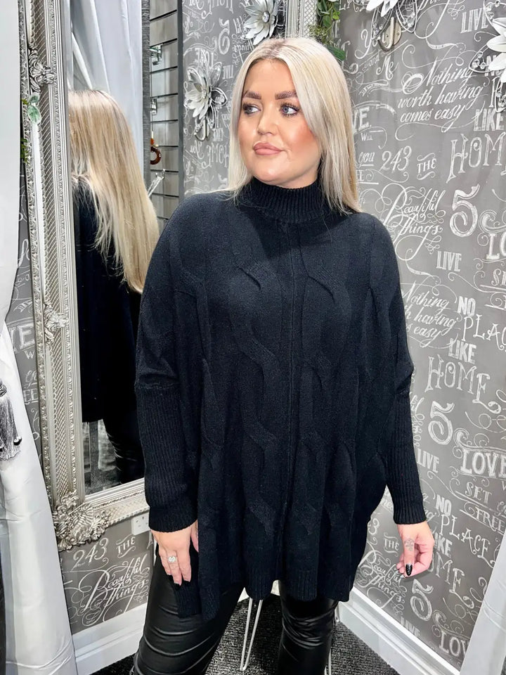 Clodagh Cable Knit Jumper BLACK