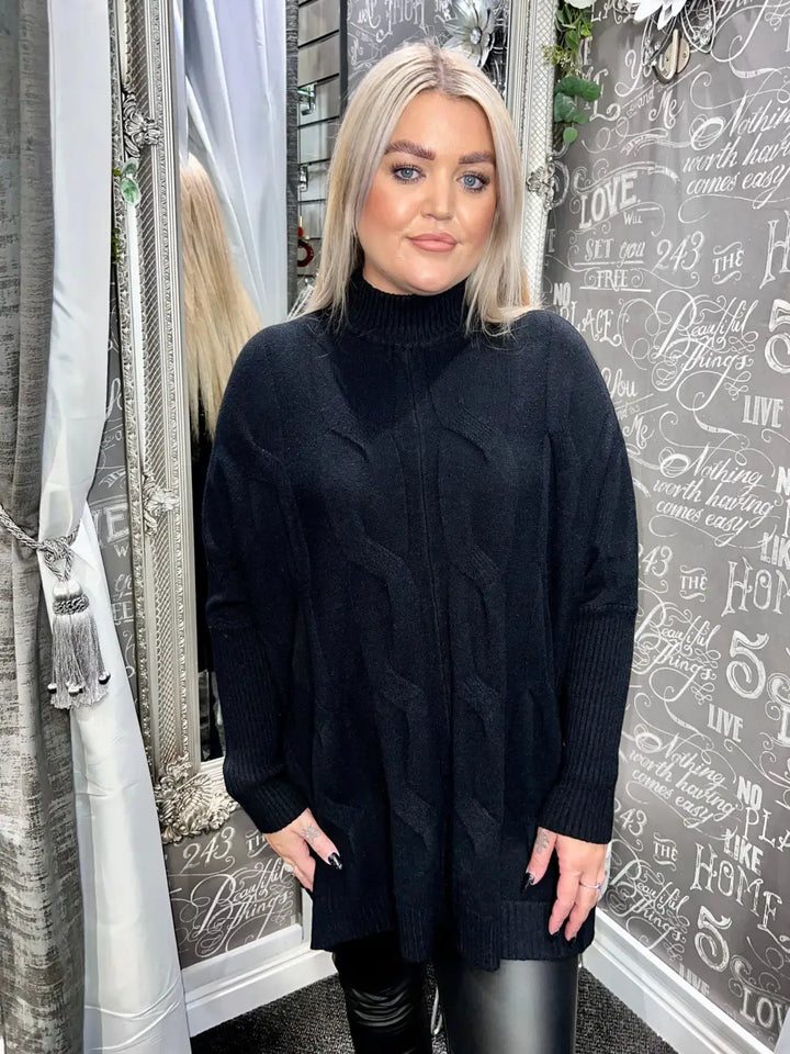 Clodagh Cable Knit Jumper BLACK