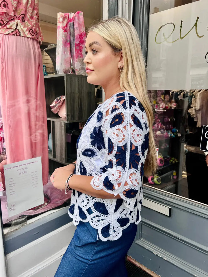 Courtney Flower Crochet NAVY